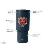 Simple Modern Officially Licensed NFL Chicago Bears 30 oz Tumbler with Flip Lid and Straws | Insulated Cup Stainless Steel | Gifts for Men Women | Trek Collection | Chicago Bears
