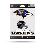 Rico Industries NFL Baltimore Ravens Die Cut Triple Spirit Sticker Sheet, One Size, Primary, 3-Piece