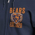 Junk Food Standard Soft Full Zip Hooded Fleece, Unisex Fit, Chicago Bears-Navy Medium, Blue