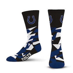 For Bare Feet NFL INDIANAPOLIS COLTS Shattered Camo Crew Sock Team Color Large