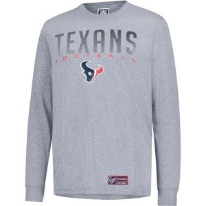 Ultra Game NFL Official Adults Super Soft Game Day Long Sleeve T-Shirt - Unisex, Houston Texans, Heather Gray, Small