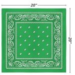 Classic Green Paisley Bandana - 20" x 20" (1 Count) - Perfect for Outdoor Activities, Fashion Accessory, and DIY Projects