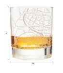 Greenline Goods Whiskey Glasses - 10 Oz Tumbler for Austin Lovers (Single Glass) - Etched with Austin Map - Old Fashioned Rocks Glass