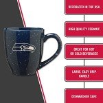 Rico Industries NFL Football Seattle Seahawks Primary 16 oz Team Color Laser Engraved Ceramic Coffee Mug