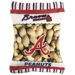 MLB Atlanta Braves Plush Peanuts Snack Toy for Dogs & Cats with Embroidered Team Name & Logo with Inner Squeaker