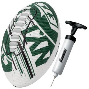 Franklin Sports NFL New York Jets Football - Youth Mini Football - 8.5" Junior Size Ball - SPACELACE Easy Grip Texture- Perfect for Kids