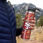 Rico Industries NFL Football San Francisco 49ers 22oz Stainless Steel Tumbler with Lid - Great For Coffee, Tea, Water or Cocktails