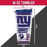 Rico Industries NFL Football New York Giants Double Wall 16oz Tritan Tumbler