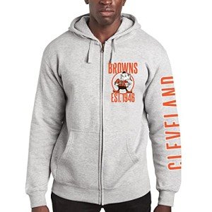 Junk Food Standard Soft Full Zip Hooded Fleece, Unisex Fit, Cleveland Browns-Athletic Heather Large