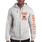 Junk Food Standard Soft Full Zip Hooded Fleece, Unisex Fit, Cleveland Browns-Athletic Heather Large