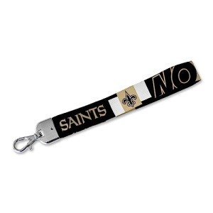 Rico Industries NFL Football New Orleans Saints Wrist Lanyard Key Chain, Cute Wristlet Strap Keychain Holder for Women Men Car Keys ID Badges Card Wallet Phone Camera