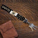 Rico Industries NFL Football New Orleans Saints Wrist Lanyard Key Chain, Cute Wristlet Strap Keychain Holder for Women Men Car Keys ID Badges Card Wallet Phone Camera