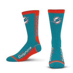For Bare Feet NFL MIAMI DOLPHINS MVP Crew Sock Team Color Large