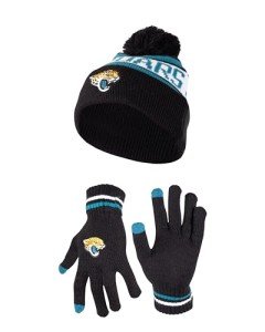 Ultra Game NFL Official Adults Unisex Super Soft Winter Beanie Knit Hat With Extra Warm Touch Screen Gloves, Jacksonville Jaguars, Team Color 1, 1SIZE
