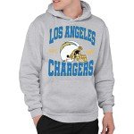 Junk Food Clothing x NFL - Los Angeles Chargers - Team Helmet - Unisex Adult Pullover Fleece Hoodie for Men and Women - Size Large , Grey