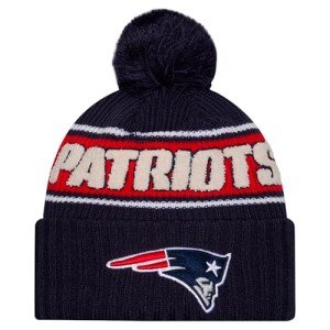 New Era Unisex-Adult NFL Official Sideline Team Logo Sherpa Striped Pom Beanie Cold Weather Knit Hat (New England Patriots - Navy)