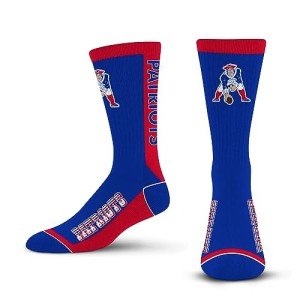 For Bare Feet NFL Classic NEW ENGLAND PATRIOTS MVP Crew Sock Team Color Large
