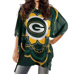 Littlearth Green Bay Packers NFL Sheer Caftan with Flower Design