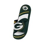 FOCO Green Bay Packers NFL Mens Colorblock Big Logo Gel Slides - L