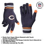 Ultra Game NFL Official Adults Unisex Super Soft Winter Beanie Knit Hat With Extra Warm Touch Screen Gloves, Chicago Bears, Team Color 1, 1SIZE