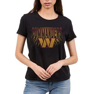 Junk Food Women's Standard Clothing x NFL-Team Spotlight-Short Sleeve Fan Shirt Lightweight, Tagless, Relaxed Fit, Washington Commanders-Black Large
