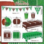 Football Party Supplies Kit Serve 24,Includes Dinner Plates, Dessert Plates, Napkins, Cups,Banner and Touchdown Tablecloth for Football Birthday Party Football Game Day Tailgate Party Decorations