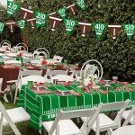 Football Party Supplies Kit Serve 24,Includes Dinner Plates, Dessert Plates, Napkins, Cups,Banner and Touchdown Tablecloth for Football Birthday Party Football Game Day Tailgate Party Decorations