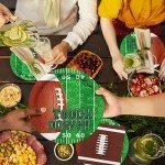 Football Party Supplies Kit Serve 24,Includes Dinner Plates, Dessert Plates, Napkins, Cups,Banner and Touchdown Tablecloth for Football Birthday Party Football Game Day Tailgate Party Decorations