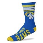 For Bare Feet NFL Youth 4 Stripe Deuce Crew Sock, Los Angeles Rams, One Size