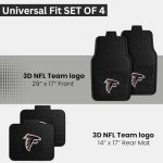 Fanmats Atlanta Falcons Set of 4 Car Mats for Cars, SUV, Pickups - All Weather Technology Protection, Deep Reservoir Design, Universal Fit - 3D NFL Team Logo - 29”x17” Front - 14” x 17” Rear Mat