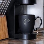 Rico Industries NFL Football Atlanta Falcons Main 15oz Laser Engraved Matte Black Ceramic Bistro Mug - For Hot or Cold Drinks