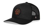 HAKA Austin Hat – ATX Trucker Hat for Men & Women, Adjustable Baseball Cap, Mesh Snapback, Outdoor Golf Hat - Black (Orange Thread)
