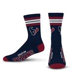 For Bare Feet NFL 4 Stripe Deuce Crew Sock, Houston Texans, Large