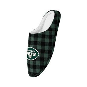 FOCO New York Jets Sherpa Lined Buffalo Check Memory Foam Slipper - L