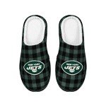 FOCO New York Jets Sherpa Lined Buffalo Check Memory Foam Slipper - L