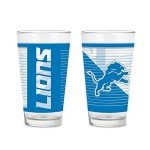 Rico Industries NFL Football Detroit Lions 16 oz Pint Glasses with Digitally Printed Logo, Practical Set of 2 Classic Drinking Glasses, for Fans, Dishwasher Safe