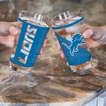 Rico Industries NFL Football Detroit Lions 16 oz Pint Glasses with Digitally Printed Logo, Practical Set of 2 Classic Drinking Glasses, for Fans, Dishwasher Safe