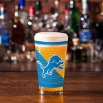 Rico Industries NFL Football Detroit Lions 16 oz Pint Glasses with Digitally Printed Logo, Practical Set of 2 Classic Drinking Glasses, for Fans, Dishwasher Safe