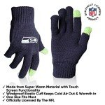 Ultra Game NFL Official Adults Unisex Super Soft Winter Beanie Knit Hat With Extra Warm Touch Screen Gloves, Seattle Seahawks, Team Color 2, 1SIZE