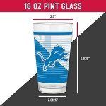 Rico Industries NFL Football Detroit Lions 16 oz Pint Glasses with Digitally Printed Logo, Practical Set of 2 Classic Drinking Glasses, for Fans, Dishwasher Safe