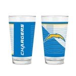 Rico Industries NFL Football Los Angeles Chargers 16 oz Pint Glasses with Digitally Printed Logo, Practical Set of 2 Classic Drinking Glasses, for Fans, Dishwasher Safe