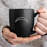 Rico Industries NFL Football Los Angeles Chargers Main 15oz Laser Engraved Matte Black Ceramic Bistro Mug - For Hot or Cold Drinks