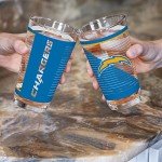 Rico Industries NFL Football Los Angeles Chargers 16 oz Pint Glasses with Digitally Printed Logo, Practical Set of 2 Classic Drinking Glasses, for Fans, Dishwasher Safe