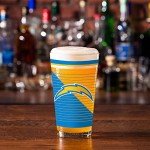 Rico Industries NFL Football Los Angeles Chargers 16 oz Pint Glasses with Digitally Printed Logo, Practical Set of 2 Classic Drinking Glasses, for Fans, Dishwasher Safe