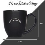 Rico Industries NFL Football Los Angeles Chargers Main 15oz Laser Engraved Matte Black Ceramic Bistro Mug - For Hot or Cold Drinks