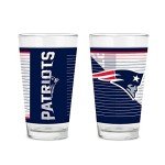 Rico Industries NFL Football New England Patriots 16 oz Pint Glasses with Digitally Printed Logo, Practical Set of 2 Classic Drinking Glasses, for Fans, Dishwasher Safe