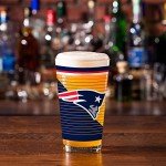 Rico Industries NFL Football New England Patriots 16 oz Pint Glasses with Digitally Printed Logo, Practical Set of 2 Classic Drinking Glasses, for Fans, Dishwasher Safe