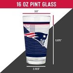 Rico Industries NFL Football New England Patriots 16 oz Pint Glasses with Digitally Printed Logo, Practical Set of 2 Classic Drinking Glasses, for Fans, Dishwasher Safe