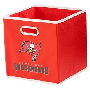 Franklin Sports NFL Tampa Bay Buccaneers Collapsible Storage Bin NFL Folding Cube Storage Container Fits Bin Organizers Fabric NFL Team Storage Cubes One Size, 11" x 11"