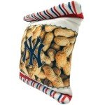 MLB New York Yankees Plush Peanuts Snack Toy for Dogs & Cats with Embroidered Team Name & Logo with Inner Squeaker